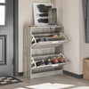SoBuy FSR137-HG Armoire à Chaussures 2 Abattants Réglables, Slim pour Entrée Couloir – Gris Effet Bois