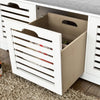 SoBuy FSR23-W Banc à Chaussures avec Coussin Rembourré et 3 Paniers de Rangement pour Entrée – 105x35x43 cm, Blanc