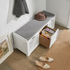 SoBuy FSR23-W Banc à Chaussures avec Coussin Rembourré et 3 Paniers de Rangement pour Entrée – 105x35x43 cm, Blanc