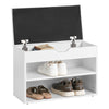 SoBuy FSR25-W Banc à Chaussures 2 Étages avec Coussin Rembourré pour Entrée Couloir – 60x30x44 cm, Blanc