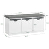 SoBuy FSR30-W Banc à Chaussures avec Coussin Rembourré et 3 Cubes de Rangement pour Entrée – 100x36x46 cm, Blanc