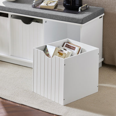SoBuy FSR30-W Banc à Chaussures avec Coussin Rembourré et 3 Cubes de Rangement pour Entrée – 100x36x46 cm, Blanc