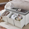 SoBuy FSR30-W Banc à Chaussures avec Coussin Rembourré et 3 Cubes de Rangement pour Entrée – 100x36x46 cm, Blanc