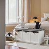 SoBuy FSR30-W Banc à Chaussures avec Coussin Rembourré et 3 Cubes de Rangement pour Entrée – 100x36x46 cm, Blanc