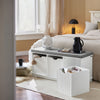 SoBuy FSR30-W Banc à Chaussures avec Coussin Rembourré et 3 Cubes de Rangement pour Entrée – 100x36x46 cm, Blanc