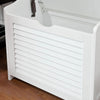 SoBuy FSR40-W Banc de Rangement avec Coussin Rembourré et Sac à Linge Amovible pour Entrée – 50x35x53 cm, Blanc