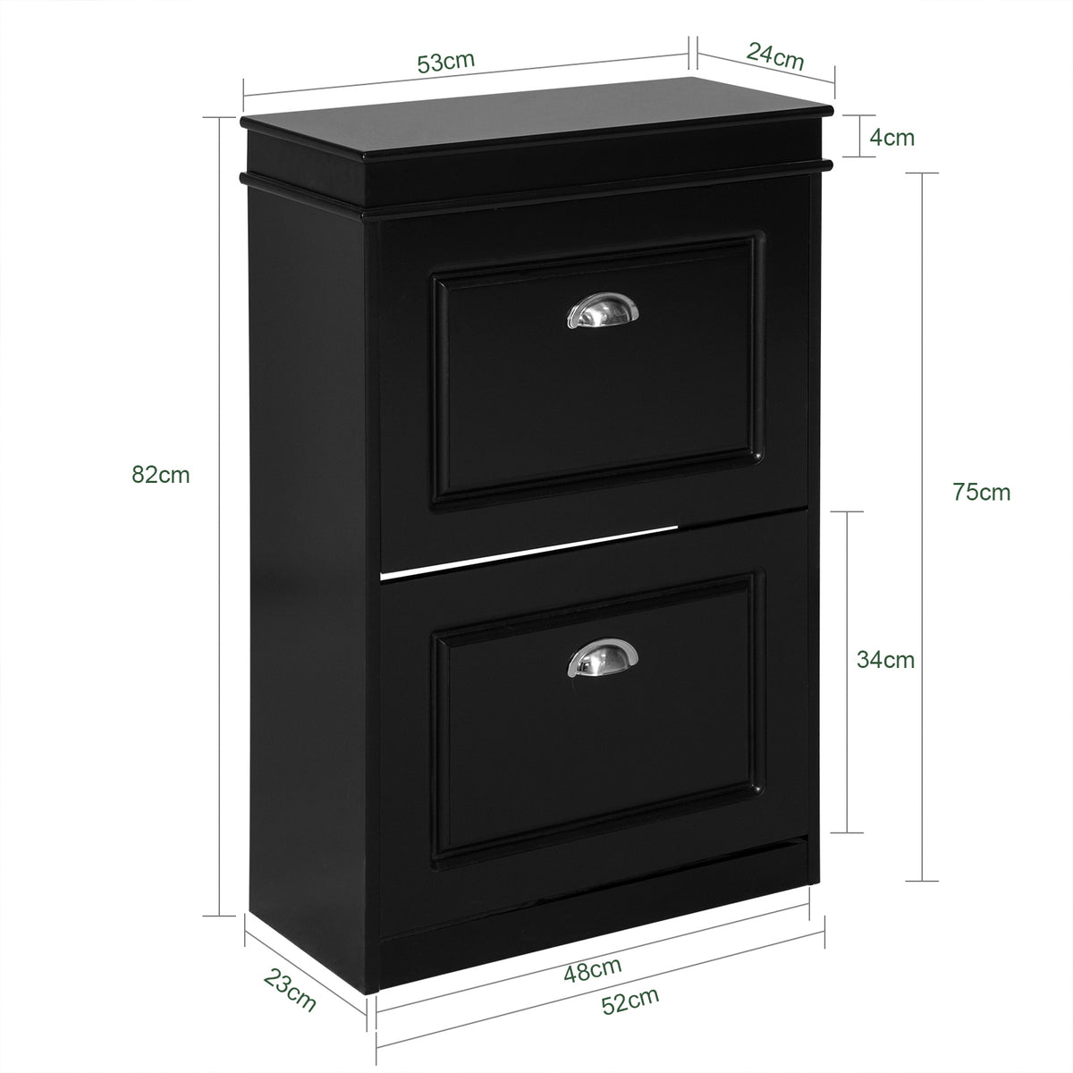 SoBuy FSR78-SCH Armoire à Chaussures 2 Abattants, Rangement 8 Paires pour Entrée Couloir – 54x24x83 cm, Noir