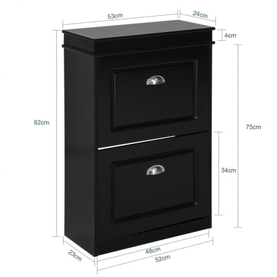 SoBuy FSR78-SCH Armoire à Chaussures 2 Abattants, Rangement 8 Paires pour Entrée Couloir – 54x24x83 cm, Noir