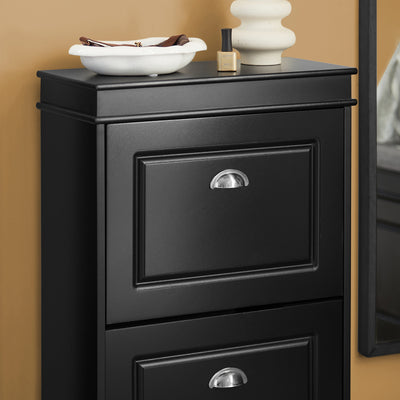 SoBuy FSR78-SCH Armoire à Chaussures 2 Abattants, Rangement 8 Paires pour Entrée Couloir – 54x24x83 cm, Noir