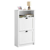 Prévente SoBuy FSR87-K-W Armoire à Chaussures 2 Abattants et Compartiment Ouvert pour Entrée Couloir, Blanc