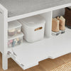 SoBuy FSR97-W Banc à Chaussures avec Coussin Rembourré et Étagères, Meuble d'Entrée – 91x30x50 cm, Blanc