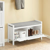 SoBuy FSR97-W Banc à Chaussures avec Coussin Rembourré et Étagères, Meuble d'Entrée – 91x30x50 cm, Blanc