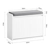 SoBuy FSR16-SCH Banc à Chaussures avec 1 Abattant et Coussin Rembourré, Coffre de Rangement pour Entrée – 60x30x48 cm, Blanc