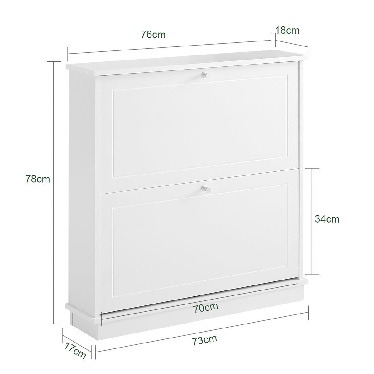 SoBuy FSR99-W Meuble à Chaussures Ultra-Slim 18 cm à 2 Abattants – 8 à 10 Paires – Blanc