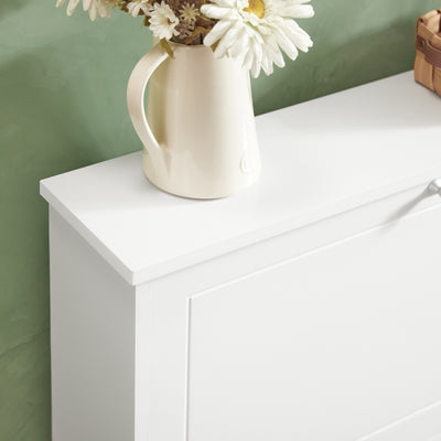 SoBuy FSR99-W Meuble à Chaussures Ultra-Slim 18 cm à 2 Abattants – 8 à 10 Paires – Blanc