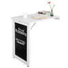 SoBuy FWT20-W Table Murale Rabattable à Manger Pliable avec Tableau Mémo Extensible Gain de Place pour Cuisine, Bureau et Pet