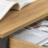 SoBuy FWT43-N Petit Bureau avec 1 Tiroir et 2 Crochets Bureau Gaming avec Etagères de Rangement Desk Multifonctionnel pour Chambre Table Gaming Naturel 60x40x77cm