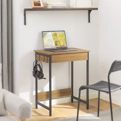 SoBuy FWT43-N Petit Bureau avec 1 Tiroir et 2 Crochets Bureau Gaming avec Etagères de Rangement Desk Multifonctionnel pour Chambre Table Gaming Naturel 60x40x77cm