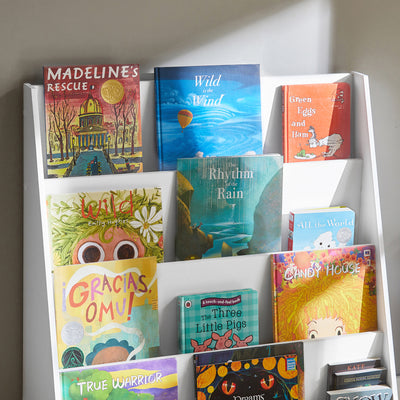 SoBuy KMB32-W Bibliothèque Montessori Enfant – 4 Compartiments pour Livres et Jouets, Blanc