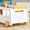 SoBuy KMB41-W Chariot Bibliothèque pour Enfants, Coffre à roulettes, Organisateur pour Jouets et Livres, Forme de Petite Voiture