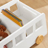 SoBuy KMB41-W Chariot Bibliothèque pour Enfants, Coffre à roulettes, Organisateur pour Jouets et Livres, Forme de Petite Voiture