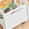 SoBuy KMB41-W Chariot Bibliothèque pour Enfants, Coffre à roulettes, Organisateur pour Jouets et Livres, Forme de Petite Voiture