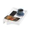 SoBuy NKD01-W Tablette de lit Amovible à encoches câbles - Plateau en Bambou pour Livres, Smartphones & Lunettes - Adapté aux