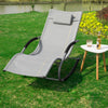 SoBuy OGS28-HGx2 Lot de 2 Chaises Longues à Bascule – Appui-Tête Réglable, Pochette Latérale, Textilène, Charge 150 kg, Gris