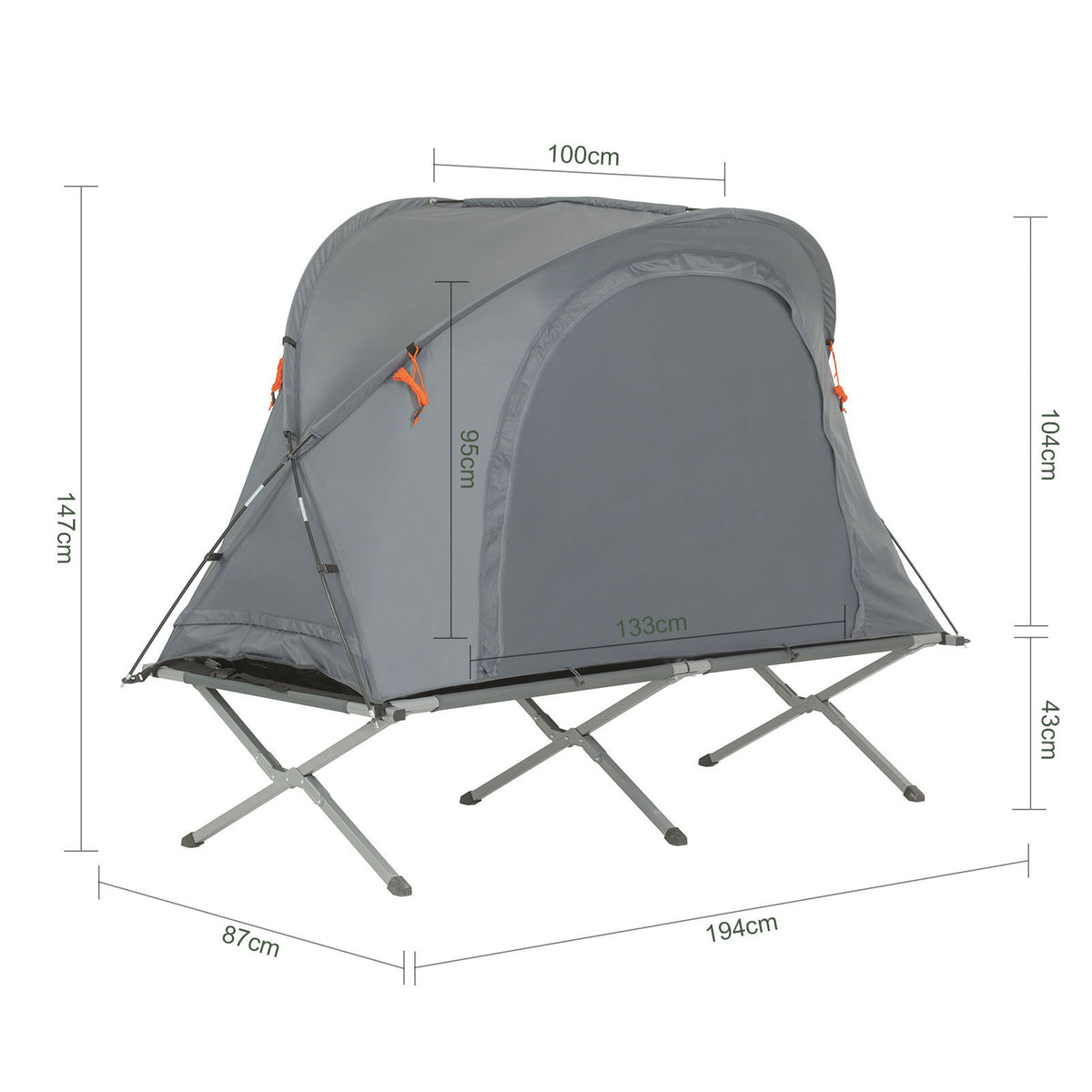 SoBuy OGS60-HG Lit de Camping Pliable en Aluminium Léger, 3 en 1 avec Toit Anti-UV + Matelas Gonflable Intégré + Sac de Transport, 1 Personne