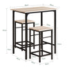 SoBuy OGT10-N Ensemble Table Haute + 2 Tabourets avec Repose-Pieds – L80 × P50 × H87 cm, Naturel