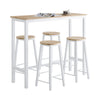 SoBuy OGT22-WN Ensemble Table de Bar + 4 Tabourets – Table Haute 120 cm, Repose-Pieds, Tabourets Rangeables, Blanc